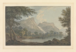 Joseph Farington - Lodore Rocks fall cottage distance.webp