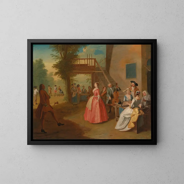 et par, der danser ved en musikfestival udendørs - Joseph Francis Nollekens — indrammet kunstværk på væggen