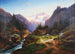 Idylle på højen med udsigt over Dachstein-gletjeren - Joseph Heicke — visning af kunstværket