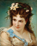 Portræt af en pige med blomster i håret - Joseph Hippolyte Aussandon — visning af kunstværket