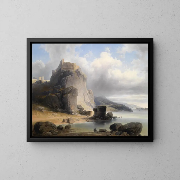Vue sur la ruine du château de Devin - Joseph Holzer — indrammet kunstværk på væggen