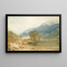 En udsigt over Château de Saint-Michel Bonneville Savoie fra bredden af floden Arve - Joseph Mallord William Turner — indrammet kunstværk på væggen