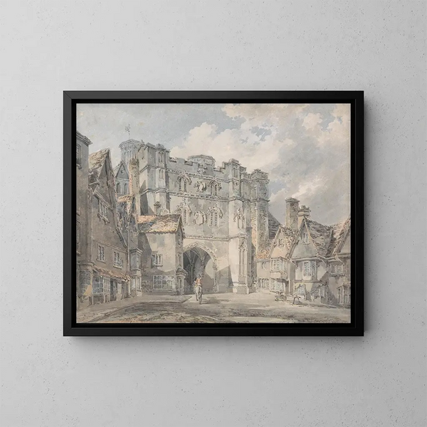 Porte de l'église Christ i Canterbury - Joseph Mallord William Turner — indrammet kunstværk på væggen