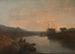 Château de Harlech depuis le ferry de Tygwyn, crépuscule d'une soirée d'été - Joseph Mallord William Turner — visning af kunstværket
