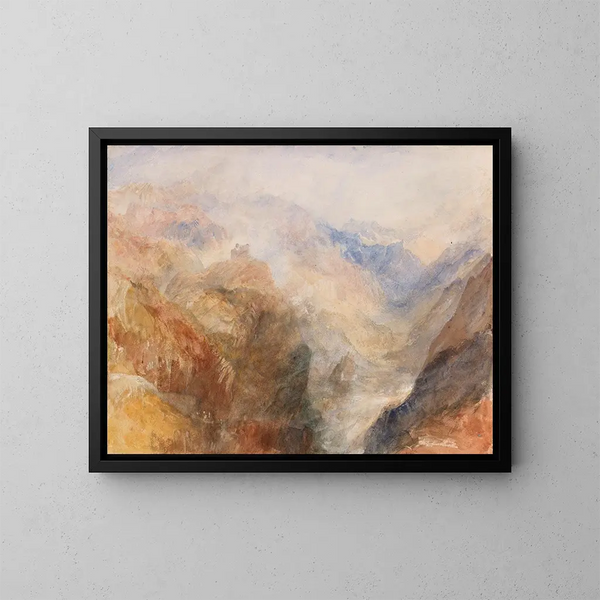 Montjovet set fra Saint-Vincent, der ser mod Val d'Aoste i retning af Berriaz - Joseph Mallord William Turner — indrammet kunstværk på væggen