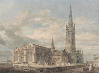 Vue du nord-est de l'église de Grantham, Lincolnshire - Joseph Mallord William Turner — visning af kunstværket