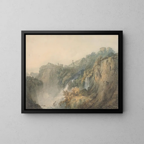 Tivoli med Sibyllens tempel og vandfaldene - Joseph Mallord William Turner — indrammet kunstværk på væggen