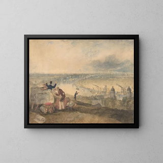 Vue de Londres depuis Greenwich - Joseph Mallord William Turner — indrammet kunstværk på væggen