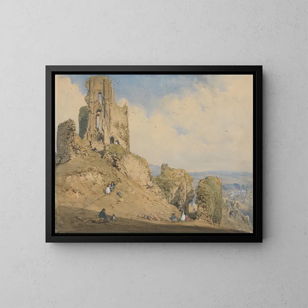 Château de Corfe, Dorset - Joseph Nash — indrammet kunstværk på væggen