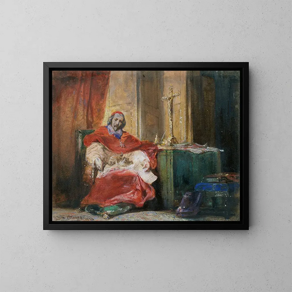 Kardinal Richelieu - Joseph Nicolas Robert-Fleury — indrammet kunstværk på væggen