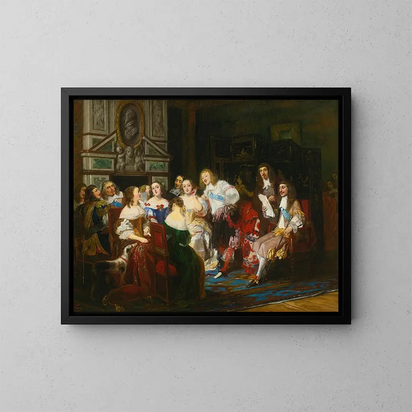 En læsning hos Madame de Sévigné - Joseph Nicolas Robert-Fleury — indrammet kunstværk på væggen