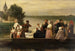 En begravelsesoptog, der krydser Lys-floden ved Afsnee - Joseph Pauwels — visning af kunstværket