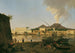 Le port Granatella près de Portici avec le Vésuve en arrière-plan - Joseph Rebell | Reproduction — visning af kunstværket