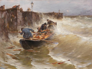 Joseph Wopfner - Gefhrliche Anlandung der Holzfischer am Bodensee.webp