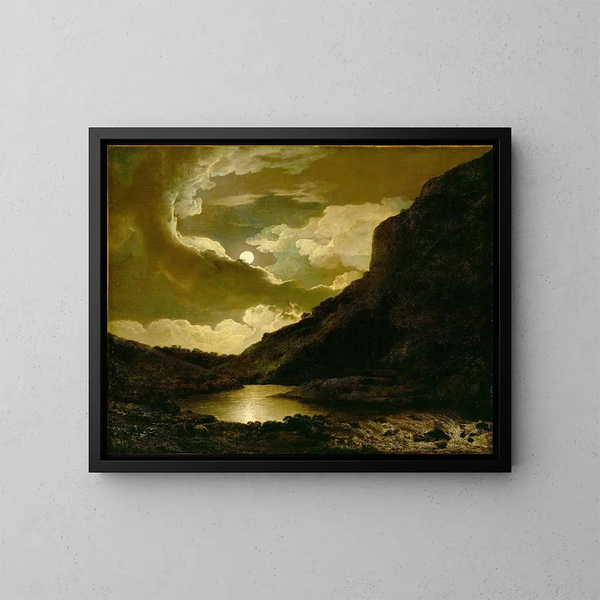 Matlock Tor ved måneskin - Joseph Wright de Derby — indrammet kunstværk på væggen