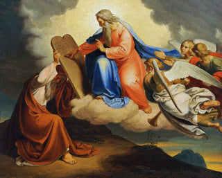 Joseph von Fhrich - God writes the ten commandments on two stone tablets to Moses on Mount Sinai.webp