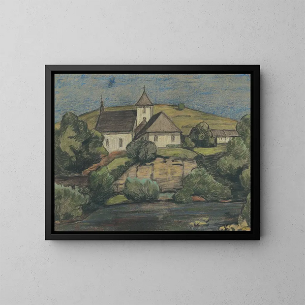 Vue de l'église - Jozef Hanula — indrammet kunstværk på væggen
