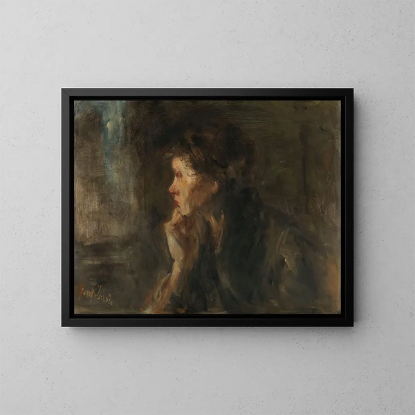 Meditation - Jozef Israëls — indrammet kunstværk på væggen