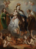 La Vierge du Carmen og sjælene i Skærsilden med Sankt Josef og profeten Elias - Juan Francisco de Aguilera — visning af kunstværket