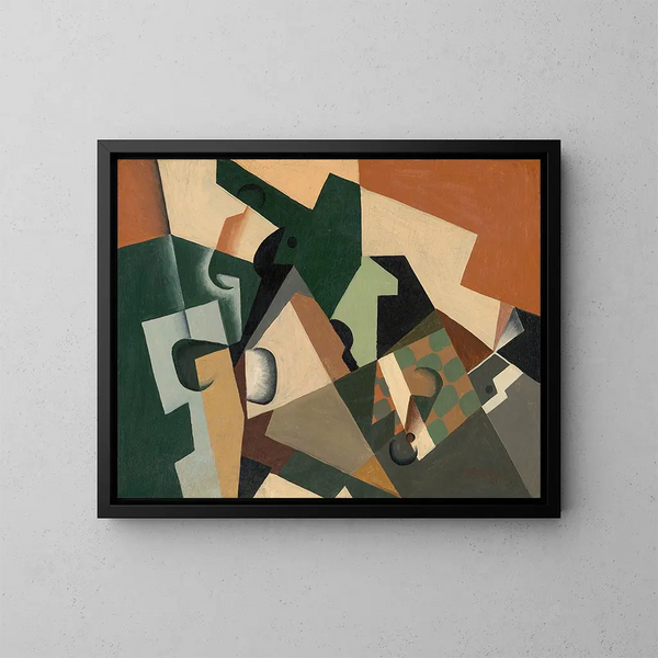 Verre og damier - Juan Gris — indrammet kunstværk på væggen