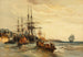 Marine maleri med både i havnen - Jules-Achille Noël — visning af kunstværket