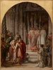 Saint Ambroise forbyder kejser Theodosius adgang til det hellige sted, skyldig i mordet på indbyggerne i Antioche - Jules - Eugène Lenepveu — visning af kunstværket