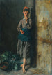 Pige, der spiser kirsebær - Jules Breton — visning af kunstværket