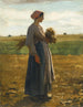 Unge kvinde på mark - Jules Breton — visning af kunstværket