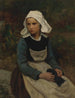 Jules Breton | Maleri af den unge bretoner, der strikker — visning af kunstværket