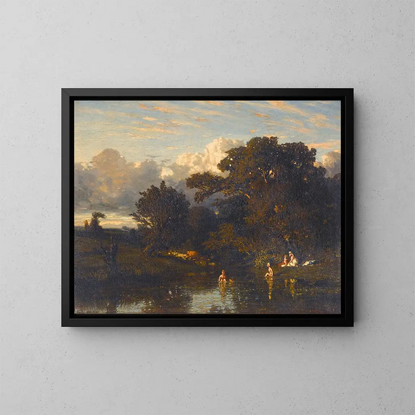 Les Baigneuses - Jules Dupré — indrammet kunstværk på væggen