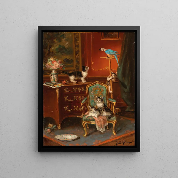 Jules Le Roy - Cats Playing with a Parrot.webp