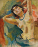Brun med blå halskæde - Jules Pascin — visning af kunstværket