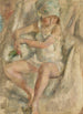 Kvinde med tørklæde og rose - Jules Pascin — visning af kunstværket