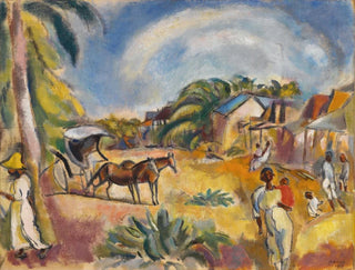 Landskab med figurer og vogn - Jules Pascin — visning af kunstværket