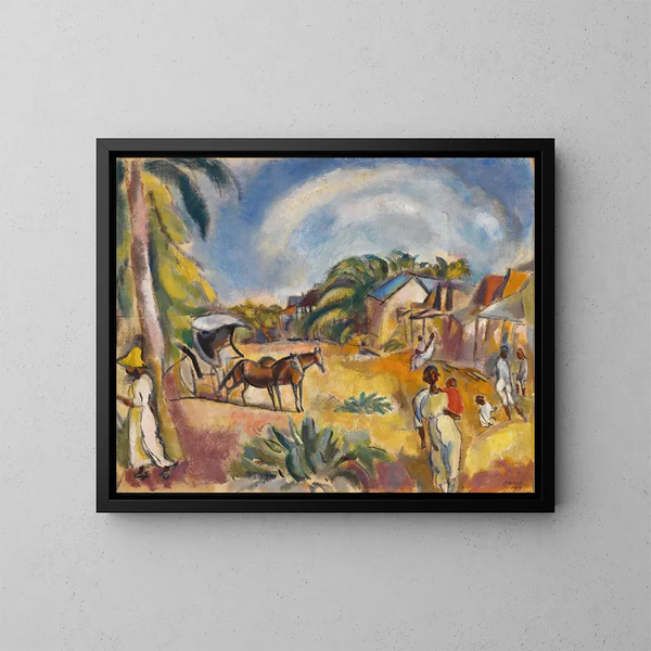 Landskab med figurer og vogn - Jules Pascin — indrammet kunstværk på væggen