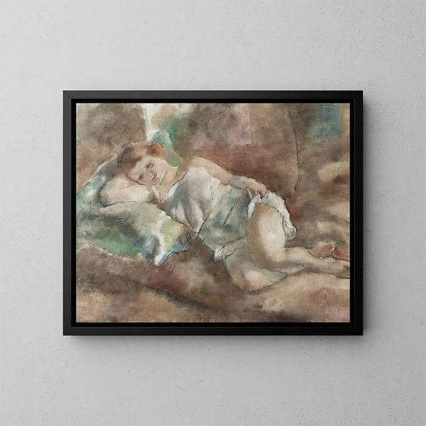 Le repos du modèle - Jules Pascin — indrammet kunstværk på væggen