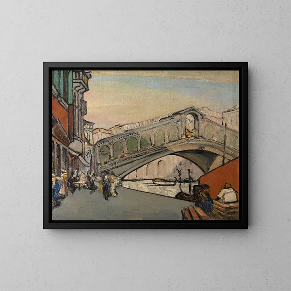 Le pont du Rialto à Venise - Jules Schmalzigaug — indrammet kunstværk på væggen