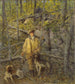 Jæger og hunde - Julian Alden Weir — visning af kunstværket