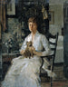 Portrait af en dame med en hund Anna Baker Weir - Julian Alden Weir — visning af kunstværket