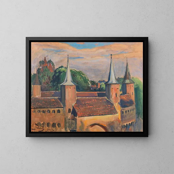 Le Barbican de Cracovie - Julian Fałat — indrammet kunstværk på væggen