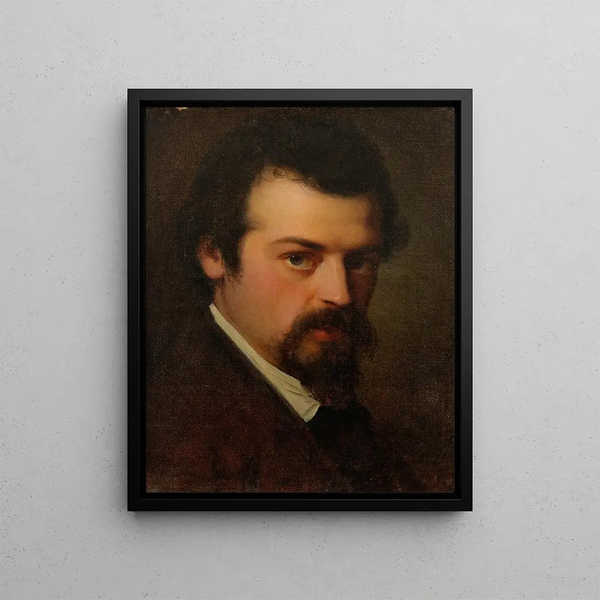 Portrait af kunstneren Aleksander Hagen - Julie Wilhelmine Hagen-Schwarz — indrammet kunstværk på væggen