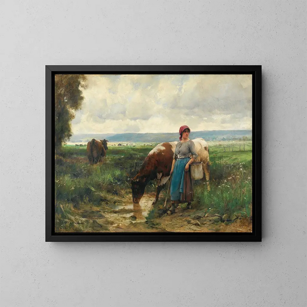 La Gardienne de vaches - Julien Dupré — indrammet kunstværk på væggen