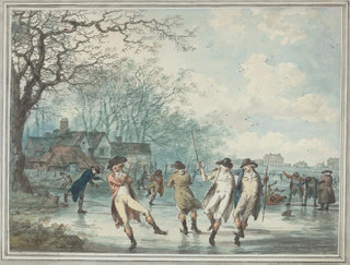 Patineurs sur le Serpentine dans Hyde Park - Julius Caesar Ibbetson | Reproduction — visning af kunstværket