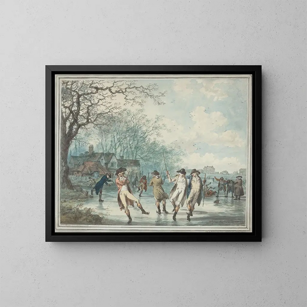 Patineurs sur le Serpentine dans Hyde Park - Julius Caesar Ibbetson | Reproduction — indrammet kunstværk på væggen