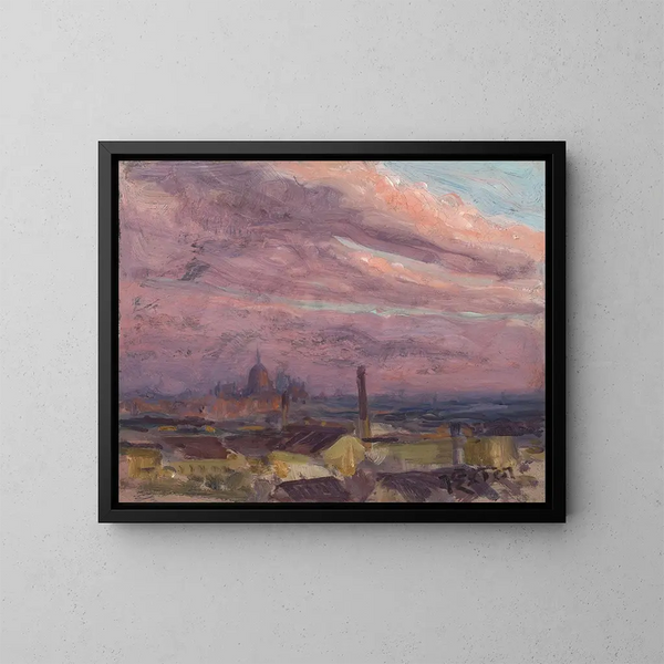 Ciel du soir sur Munich - Julius Exter — indrammet kunstværk på væggen