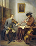 En violinist og en fløjtenist, der spiller musik sammen De musikere - Julius Henricus Quinkhard — visning af kunstværket