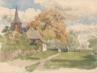 Julius Jacobus van de Sande Bakhuyzen - Erf bij een dorpskerk.webp