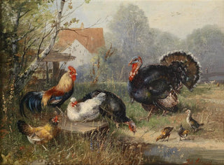 Julius Scheuerer - Hhnervolk und ein Truthahn.webp