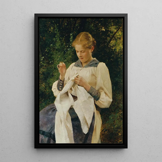Julius Schmid - Mdchen mit Handarbeit.webp