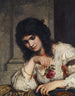 Dame på brystet med en rose - Julius Schrader — visning af kunstværket